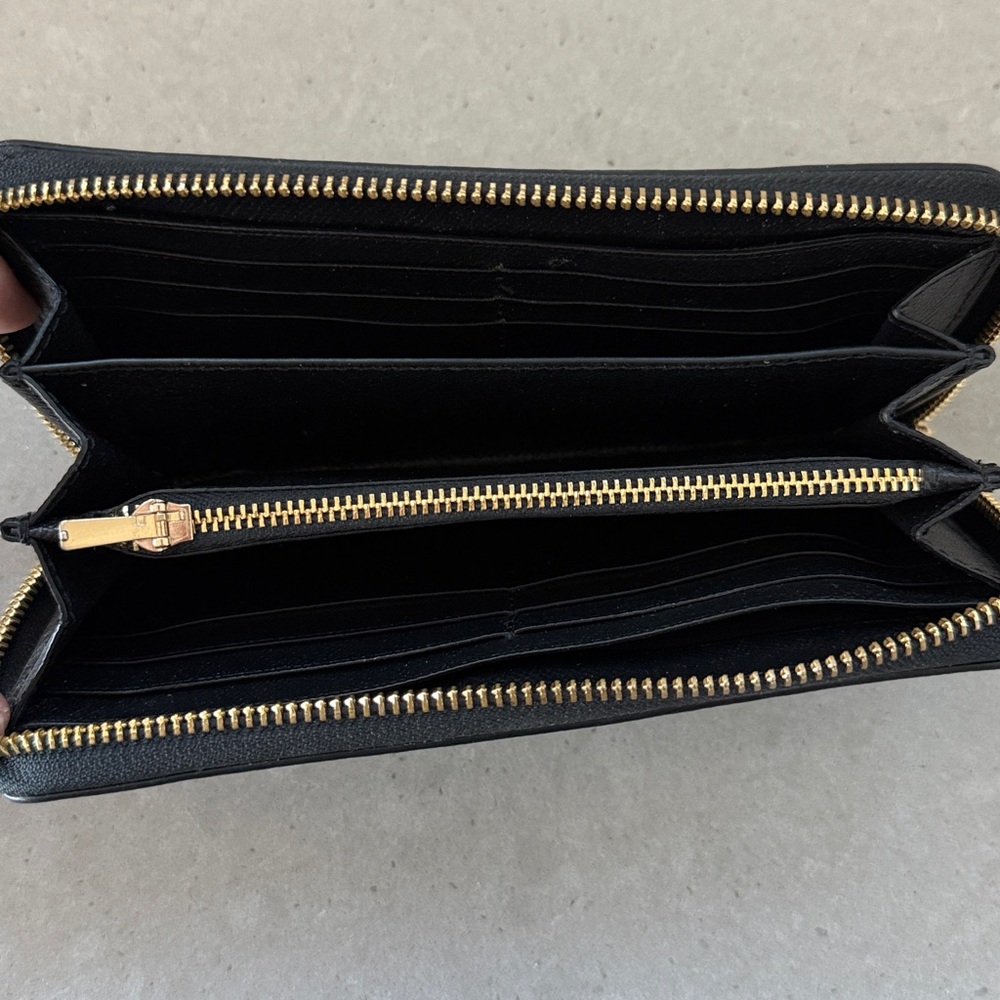 Coach Black Zip-Around Saffiano Wallet with Gold Hardware - Picture 4 of 6